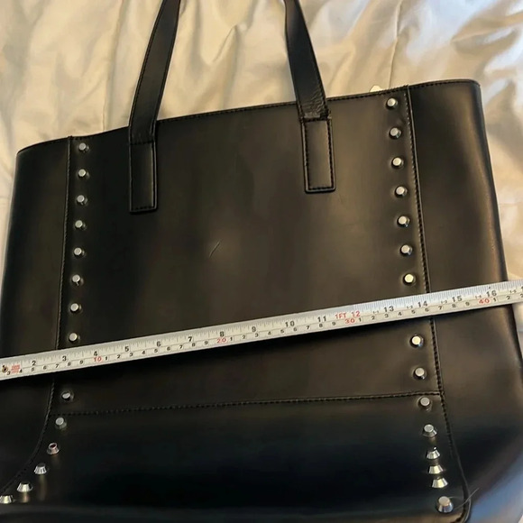 Danier black large stud, tote bag, leather edgy streetwear office. laptop. - Picture 15 of 17